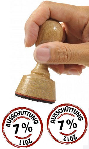 Ausschttung 2011: 7 %, Ausschttung 2012: 7 %